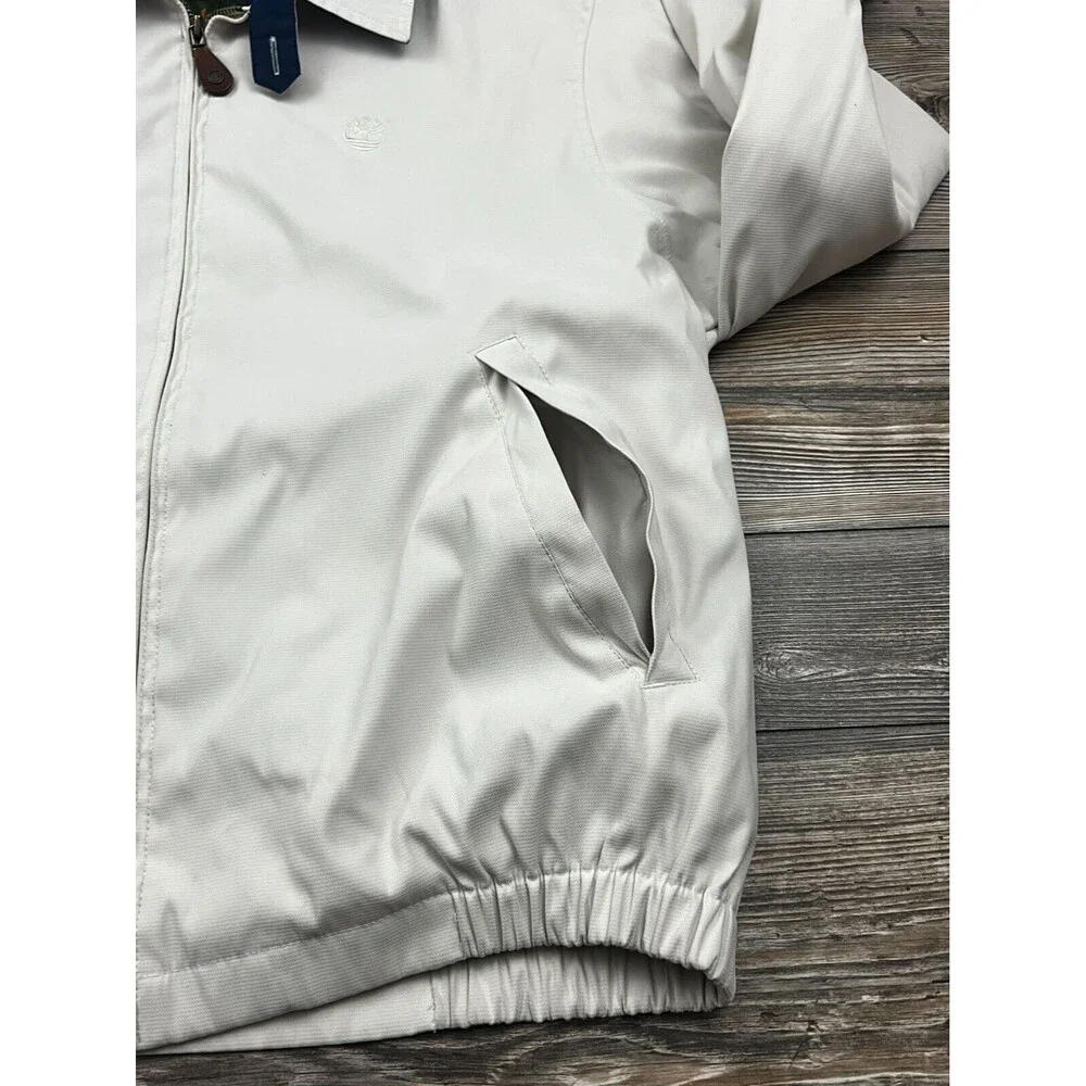 Timberland Weathergear Mens Jacket Beige XL Full Zip Collared Preppy Dadcore‎